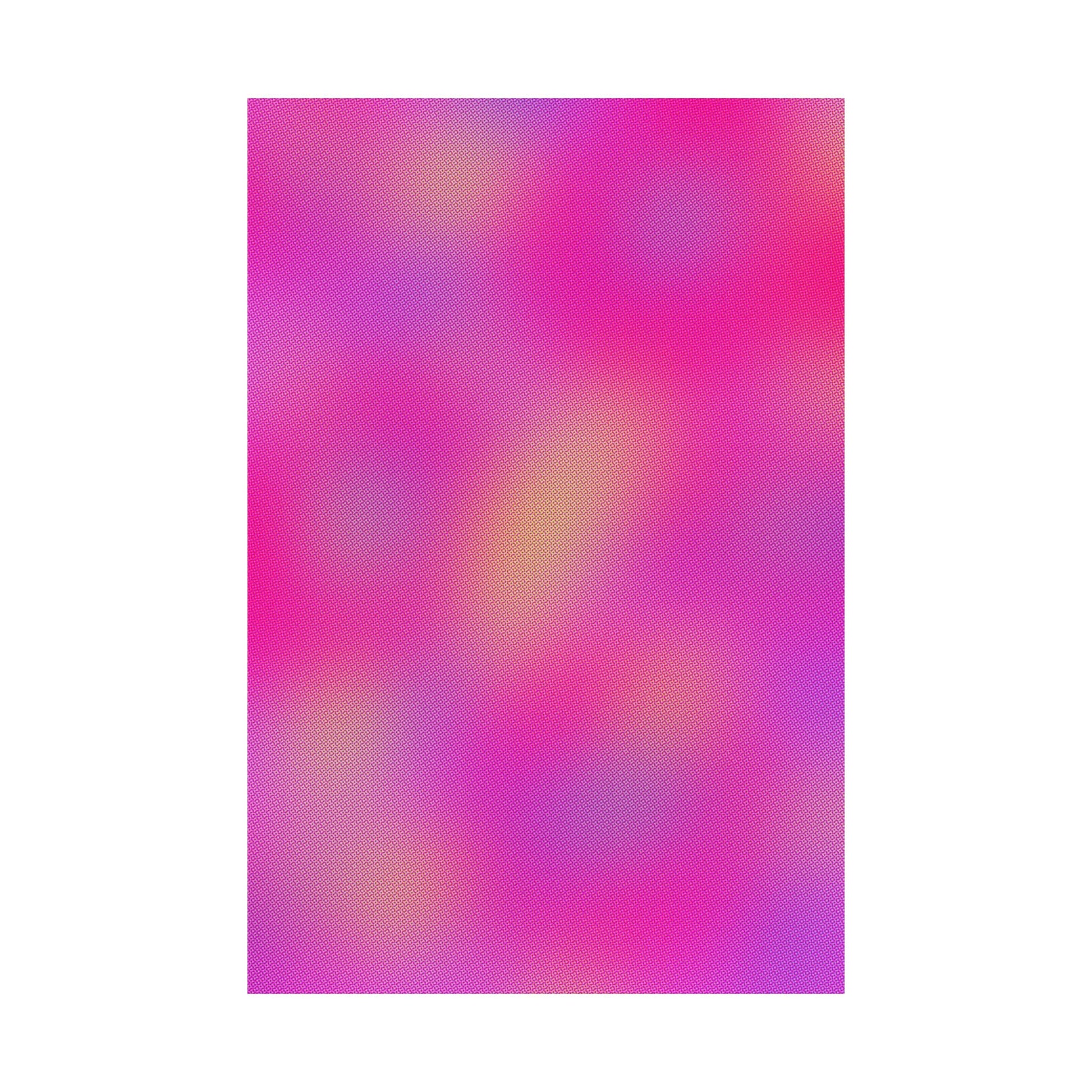 Pink abstract gradient wall art with warm tones and smooth color transitions, modern vibey poster in a neutral interior space.