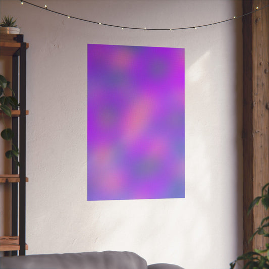 Purple abstract gradient wall art with blended cool tones and subtle texture, modern vibey poster styled in a calm interior.